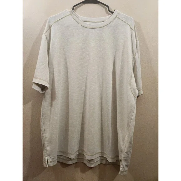 Tommy Bahama Mens XL Cream Slub T-Shirt Tencel Blend Short Sleeve Crew Neck - Picture 1 of 8